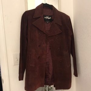 Red Genuine Leather Peacoat